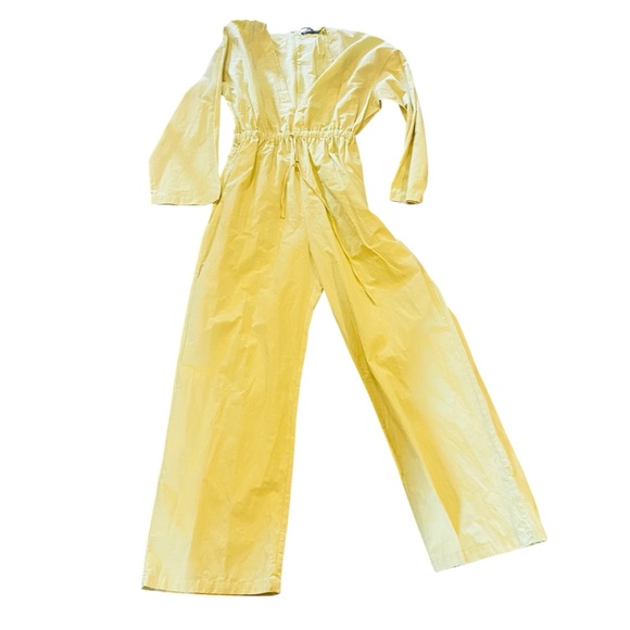 ZARA Drawstring Pistachio V Neck Long Sleeve Jumpsuit- NWT Size XS - Picture 8 of 13